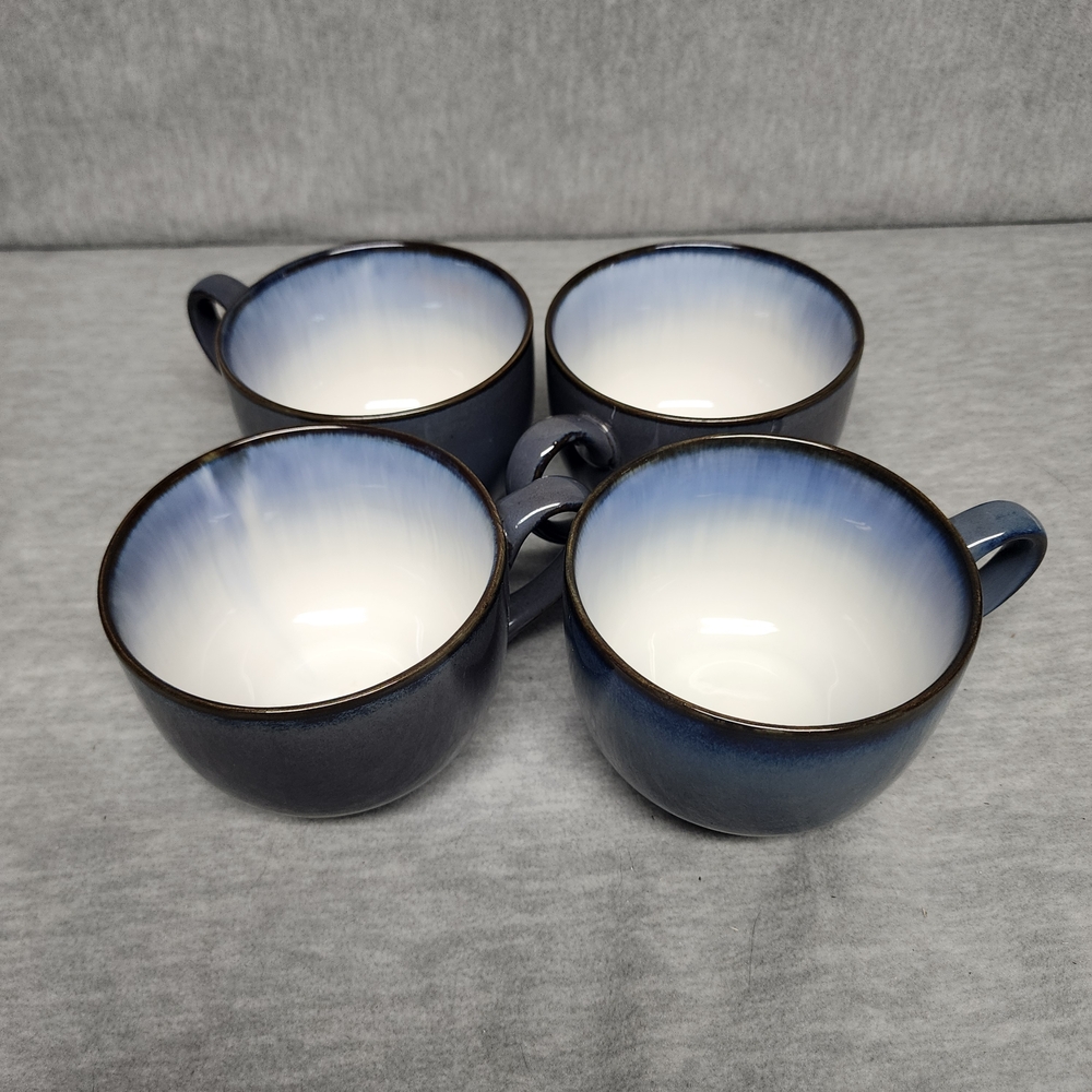 Sango Eggplant Blue Jumbo Coffee or Soup Mugs - Set of 4